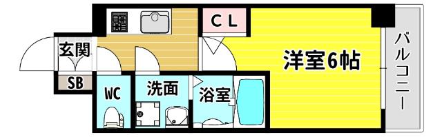 エスリード弁天町クレール(1K/8階)の間取り写真