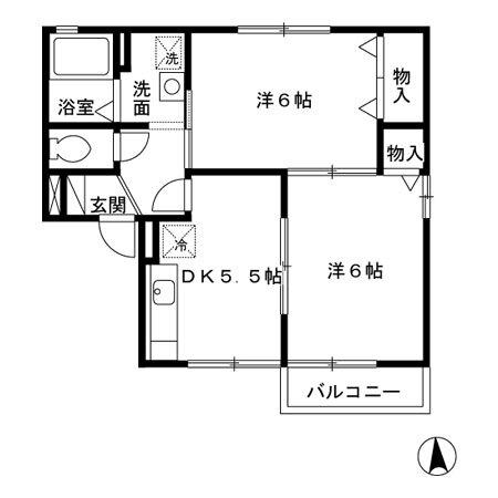 ミンガル(2K/2階)の間取り写真