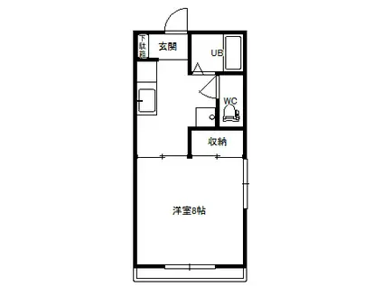 ロイヤル大嶋B(1K/2階)の間取り写真