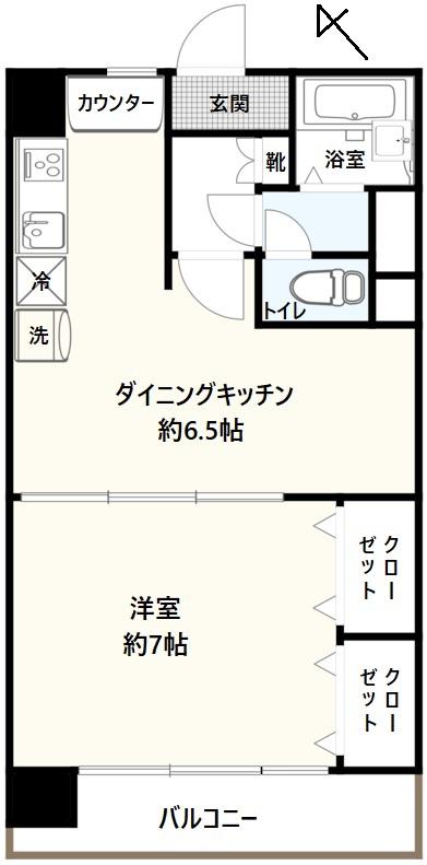 パラシオン恵比寿(1DK/1階)の間取り写真