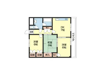 カサデありたか(3DK/6階)の間取り写真