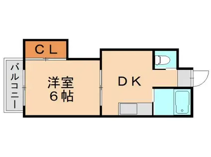 パークハイツ黒崎I(1DK/2階)の間取り写真