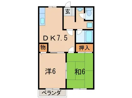 モンベルガーデンI(2DK/2階)の間取り写真