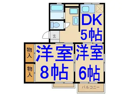 メープルA(2DK/2階)の間取り写真