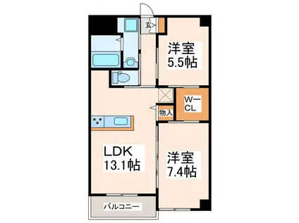 サザン近見(2LDK/2階)の間取り写真