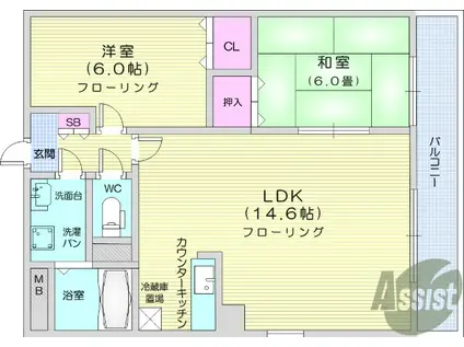 MSKコートⅡ(2LDK/3階)の間取り写真