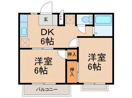 コーポ藤(2DK/1階)の間取り写真