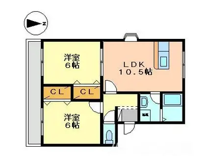 ロイヤルコート イオ(2LDK/1階)の間取り写真