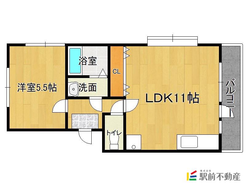 メゾンウエハラII(1LDK/3階)の間取り写真