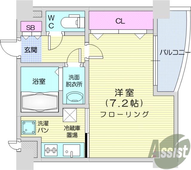 ラピス雨宮(1K/6階)の間取り写真