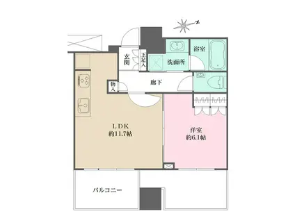 ザ・パークハウス広島タワー(1LDK/12階)の間取り写真