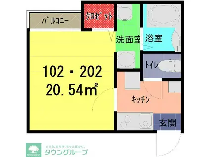 シャルマン指扇(1K/2階)の間取り写真