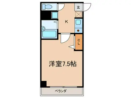 ロイヤルビンテージ三十三間堂(1K/2階)の間取り写真