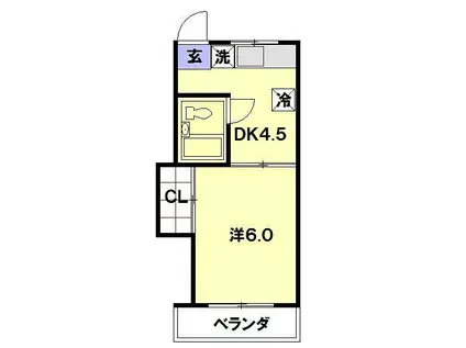 モリタビル(1DK/3階)の間取り写真