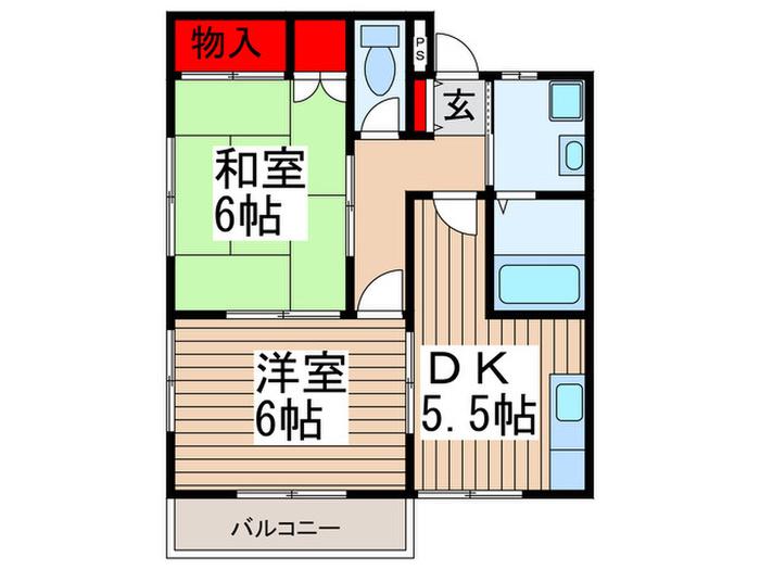 アドコーポ(2DK/2階)の間取り写真