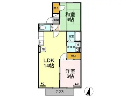 ハートホーム大西(2LDK/1階)の間取り写真