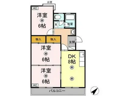 TSビル(3DK/2階)の間取り写真