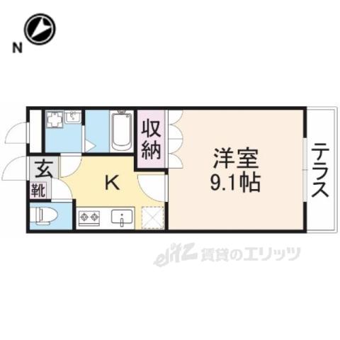 パークヒルズB(1K/2階)の間取り写真