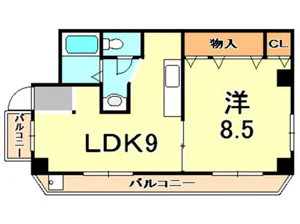 本庄ハイツ(1LDK/3階)の間取り写真
