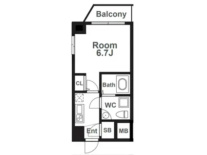 SERENITE本町REFLET(1K/14階)の間取り写真