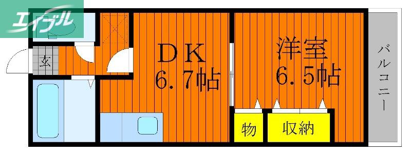 ニュー岡ビル(1DK/3階)の間取り写真