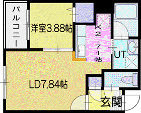 ウェルズビレッジ(1LDK/1階)の間取り写真