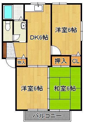 セゾン光貞台(3DK/2階)の間取り写真