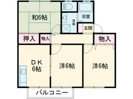 メロウウイングA棟(3DK/2階)の間取り写真