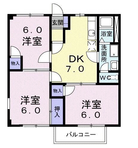 グリーンハウスマチニワサカ(3DK/1階)の間取り写真