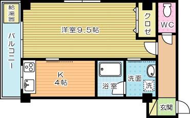 アルファKII(1K/2階)の間取り写真