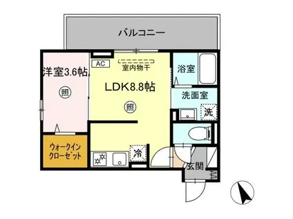 BRILLIA TWIN STAGE B棟(1LDK/3階)の間取り写真