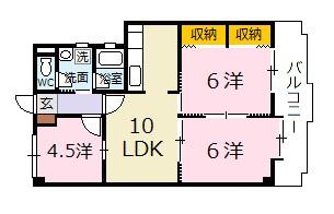 ヴィレッジ柿木通(3LDK/3階)の間取り写真