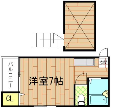 エレガンテ博多駅南(1K/2階)の間取り写真