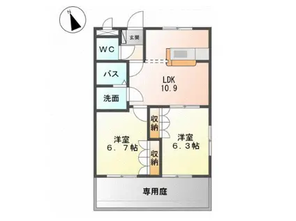 メゾンエトワール(2LDK/1階)の間取り写真