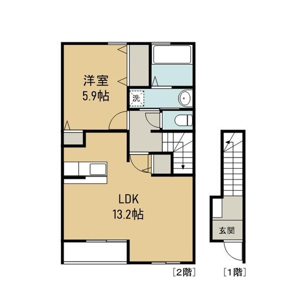 アローΒ(1LDK/2階)の間取り写真