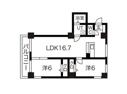 HILLTOP TOWER(2LDK/5階)の間取り写真