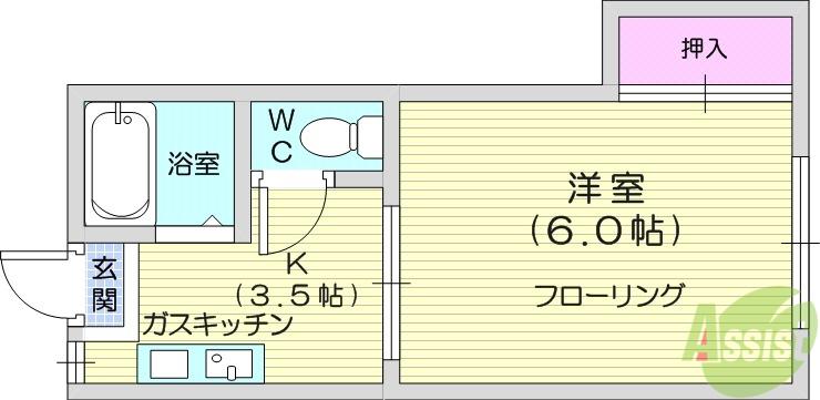 フォーブル50(1K/2階)の間取り写真