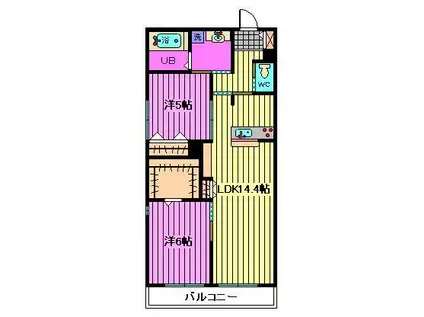 ヴァン ブリエ(2LDK/2階)の間取り写真