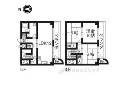 常盤マンション(3LDK/5階)の間取り写真
