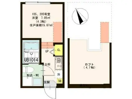 ハーモニーテラス立石II(ワンルーム/2階)の間取り写真