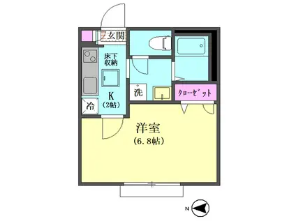 グリュンハイム(1K/1階)の間取り写真