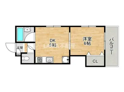 チョコレートアベノ(1DK/3階)の間取り写真