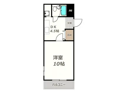 オデッサ流町(1DK/4階)の間取り写真