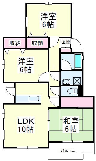 バウムコートC棟(3LDK/1階)の間取り写真