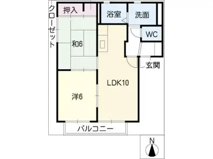 SUGARGARDENA棟(2LDK/1階)の間取り写真