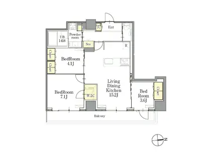 CLASSEUM仙台新寺通(3LDK/12階)の間取り写真