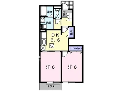LUCKY HOUSE(2DK/1階)の間取り写真