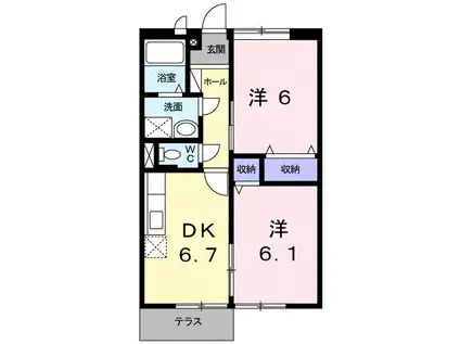 サンフォルムMARKII(2DK/1階)の間取り写真