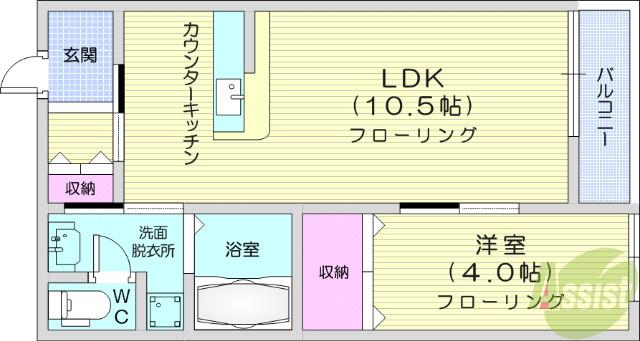 HARU(1LDK/1階)の間取り写真