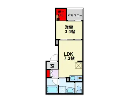 重住3丁目アパート(1LDK/3階)の間取り写真